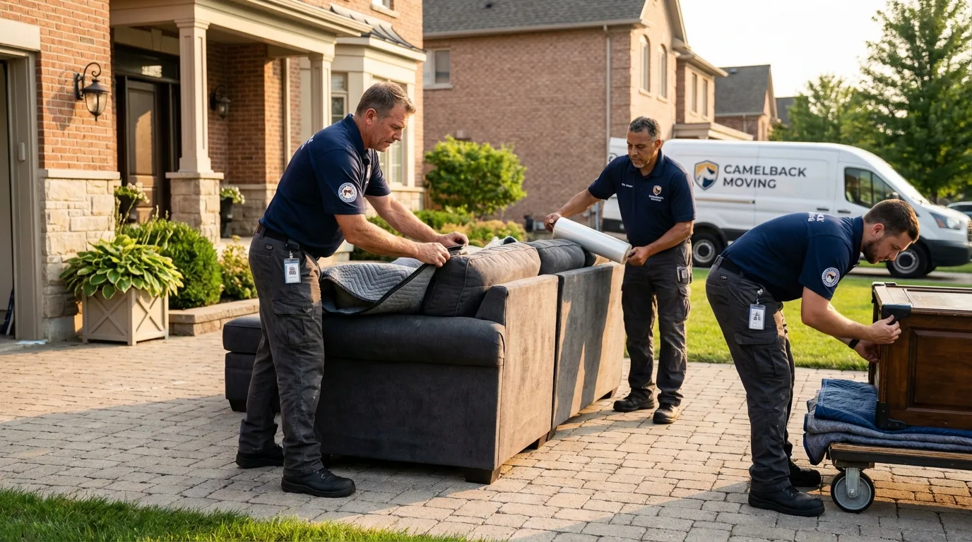 Large estate moving crew wrapping furniture in Arthur, NE