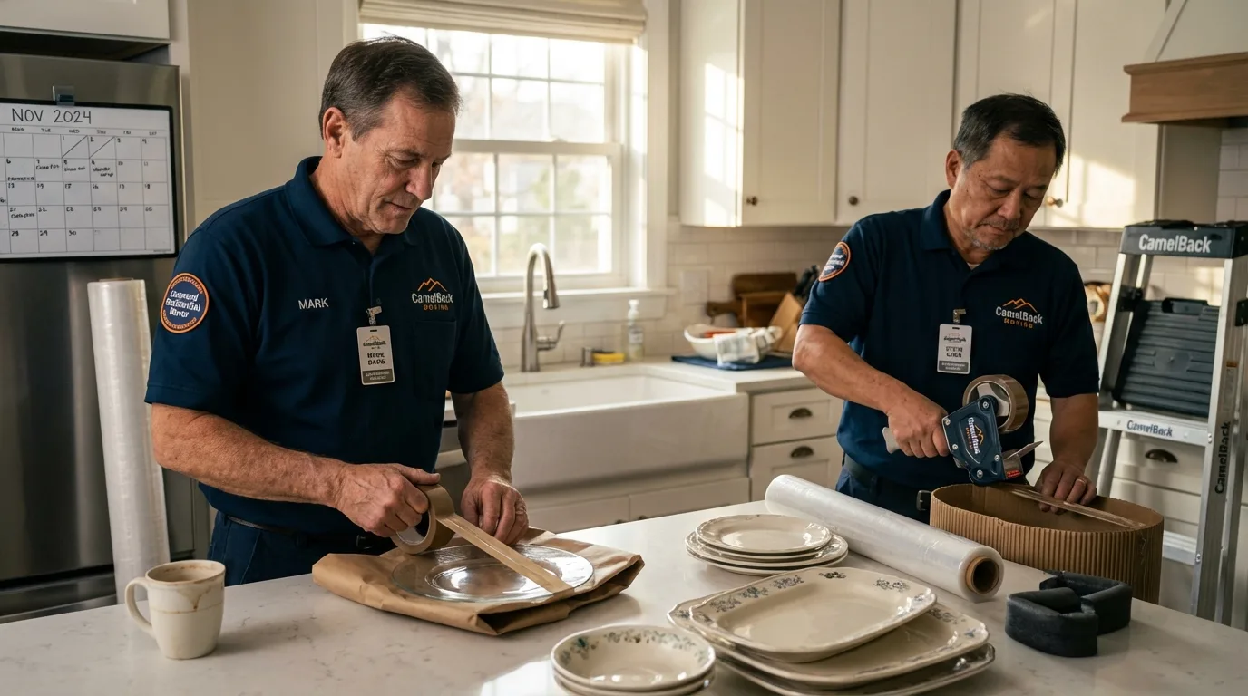Professional crew packing kitchen dishware in Arthur, NE